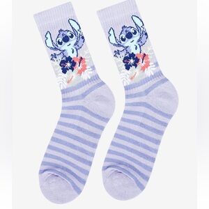 Disney Lilo & Stitch Floral Stripe‎ Crew Socks Hot Topic